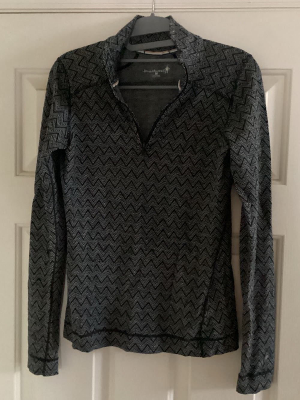 SMARTWOOL Merino 250 1/4-Zip Base Layer - Black/Grey Print